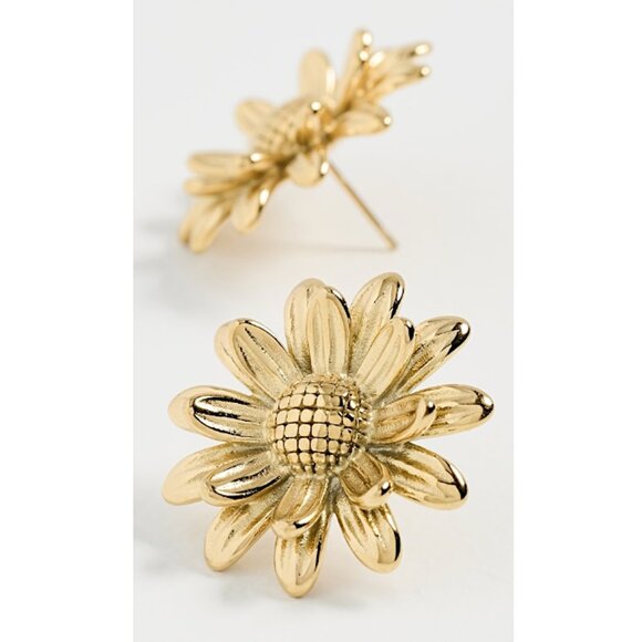 New ~ Anthropologie Shashi Daffodil Gold Flower Stud Earrings - Picture 2 of 9
